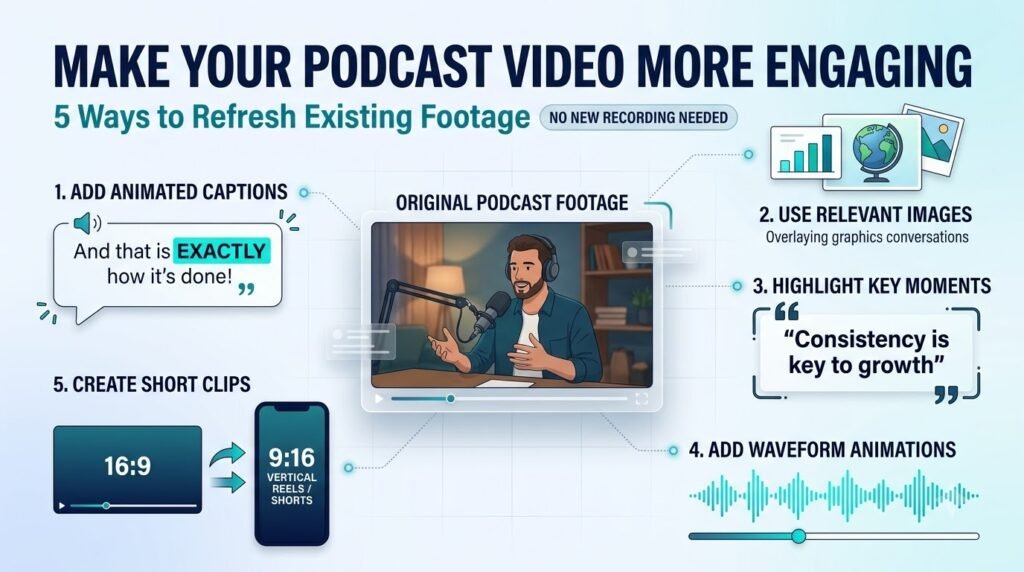 turn a podcast into a YouTube video with a static image